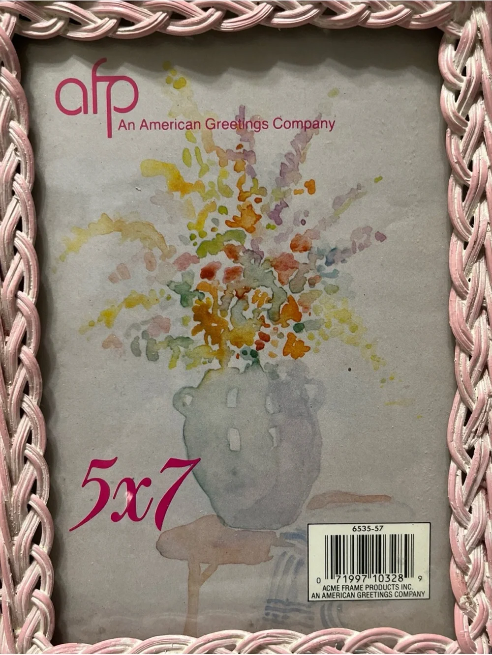 Pink Wicker Photo Frame - 5x7 NEW